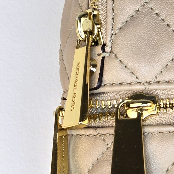 Michael Kors Cream Quilted Backpack with Gold Accents - Picture 6 of 17